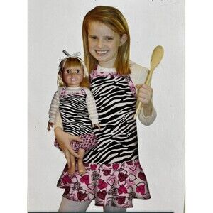 Creative Cuts Me & My Doll Apron Kit Cut Sew Child Kids Zebra Fruit Pattern